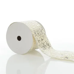 Reversible Ivory Velvet and Silver Sequin Wired Ribbon Garland Hot