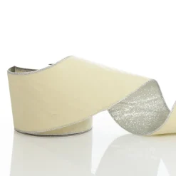 Reversible Ivory Velvet and Silver Glitter Wired Ribbon Garland Online