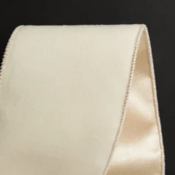 Reversible Ivory Velvet and Satin Wired Christmas Ribbon Garland Outlet