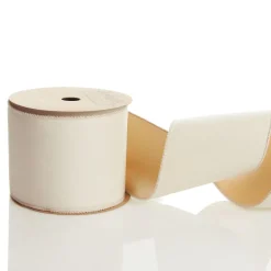Reversible Ivory Velvet and Satin Wired Christmas Ribbon Garland Outlet
