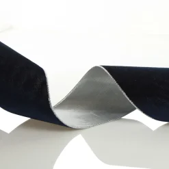 Reversible Navy Velour and Satin Wired Christmas Ribbon Garland Clearance