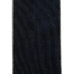 Reversible Navy Velour and Satin Wired Christmas Ribbon Garland Clearance