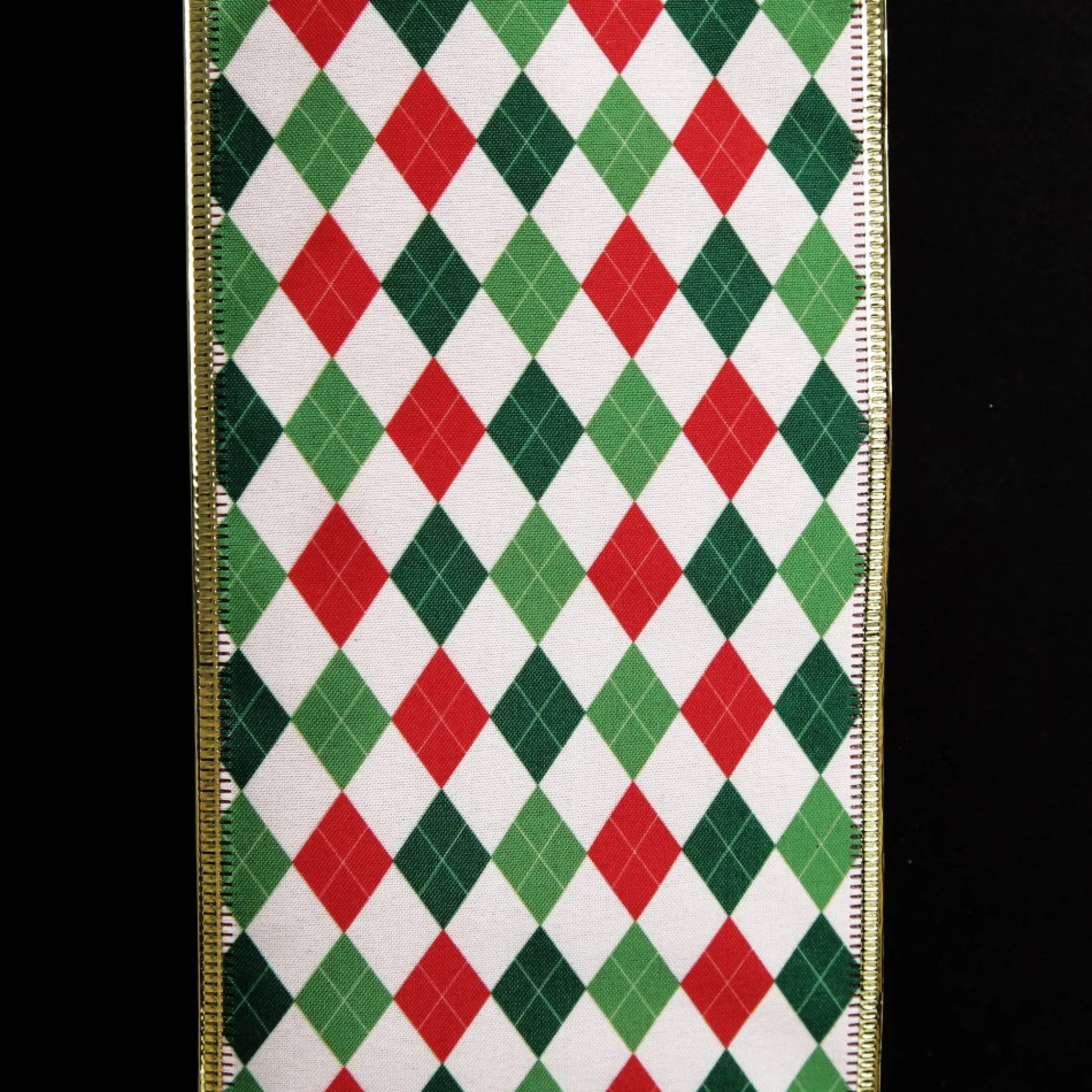 Reversible Red White Green Harlequin Pattern Wired Christmas Ribbon Garland Best
