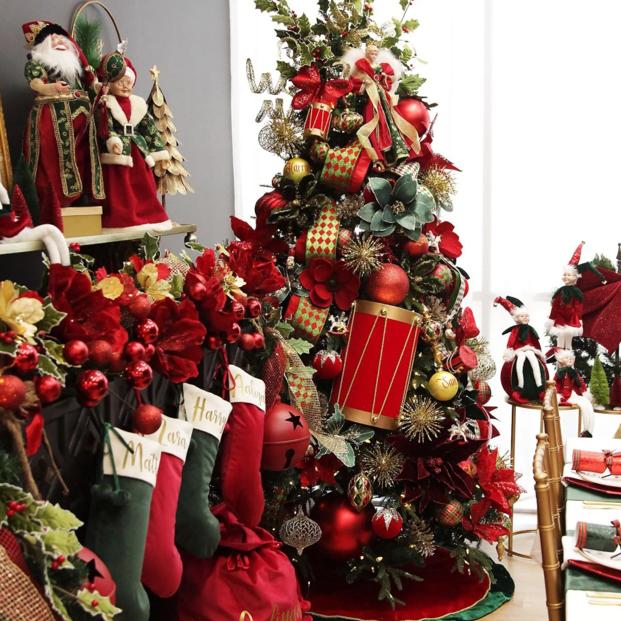 Reversible Red White Green Harlequin Pattern Wired Christmas Ribbon Garland Best