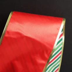 Reversible Red White Green Striped Wired Christmas Ribbon Garland Store