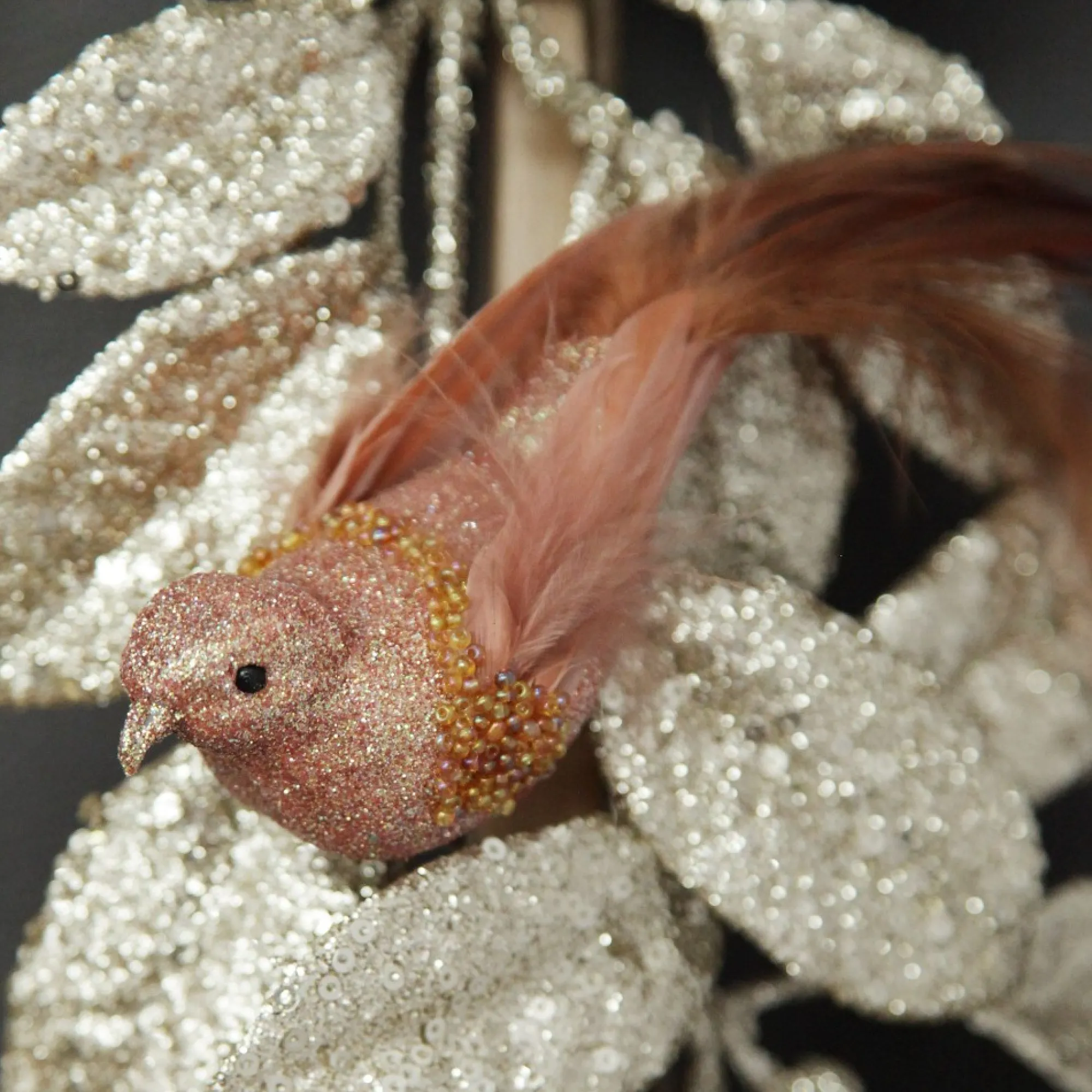 Rose Gold Beaded Glitter Bird Sale