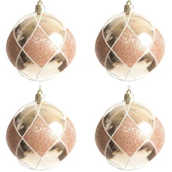 Rose Gold Diamond Christmas Baubles - Set of 4 Discount