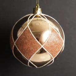 Rose Gold Diamond Christmas Baubles - Set of 4 Discount