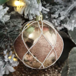 Rose Gold Diamond Christmas Baubles - Set of 4 Discount