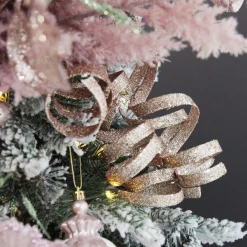 Rose Gold Glitter Curly Ribbon Christmas Pick Sale