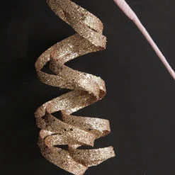 Rose Gold Glitter Curly Ribbon Christmas Pick Sale