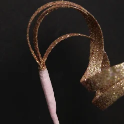 Rose Gold Glitter Curly Ribbon Christmas Pick Sale