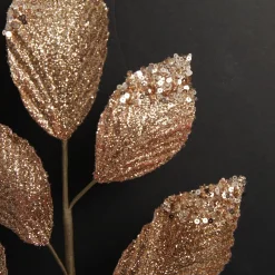Rose Gold Glitter Leaf Spray with Sequin Tips Store