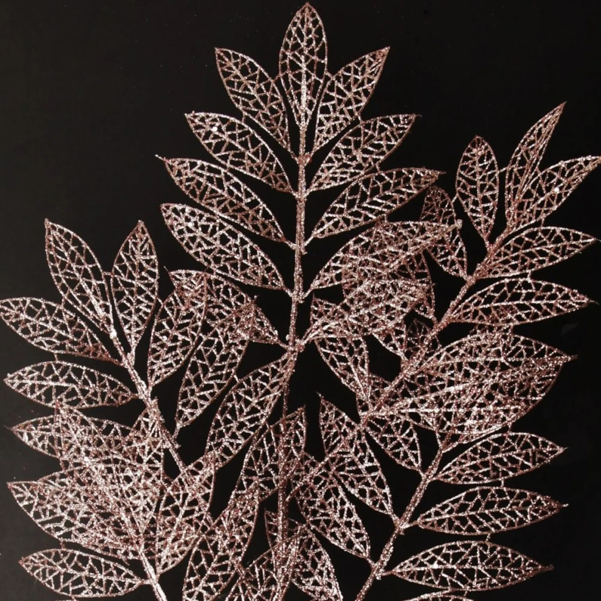 Rose Gold Glitter Mesh Leaf Spray Best Sale