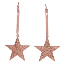 Rose Gold Glitter Star Tree Decorations - Set of 2 Cheap