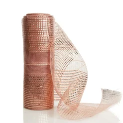 Rose Gold Metallic Stripe Decomesh Roll New