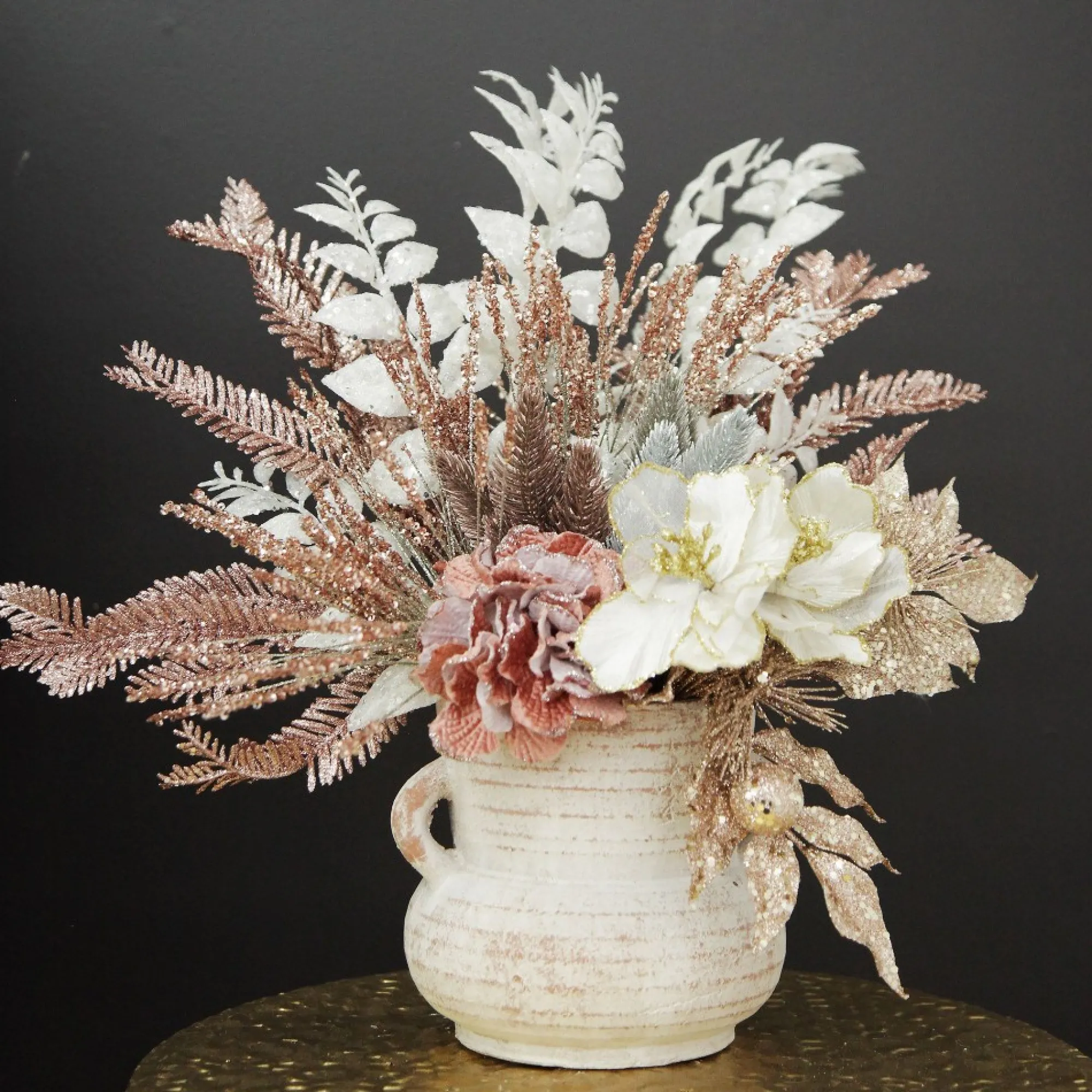 Rose Gold Sequin Leaves and Spike Spray Online