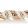 Rose Gold Sequin Wired Christmas Ribbon Clearance
