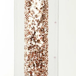 Rose Gold Sequin Wired Christmas Ribbon Clearance