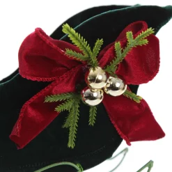Royal Green Velvet Sleigh with Red Bow Online