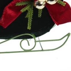 Royal Green Velvet Sleigh with Red Bow Online