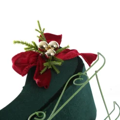 Royal Green Velvet Sleigh with Red Bow Online