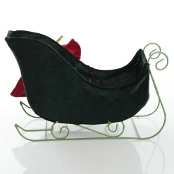 Royal Green Velvet Sleigh with Red Bow Online