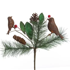 Rusted Tin Bird, Pinecone and Red Berry Pick Cheap