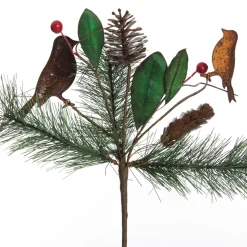 Rusted Tin Bird, Pinecone and Red Berry Pick Cheap
