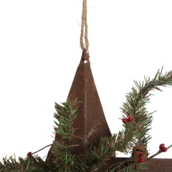 Rusted Tin Star Tree Topper with Buffalo Check Bow and Pine Fashion