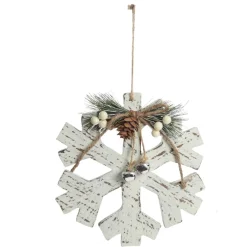 Rustic Christmas Tree Farm White Washed Snowflake Ornament Best Sale