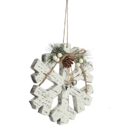 Rustic Christmas Tree Farm White Washed Snowflake Ornament Best Sale