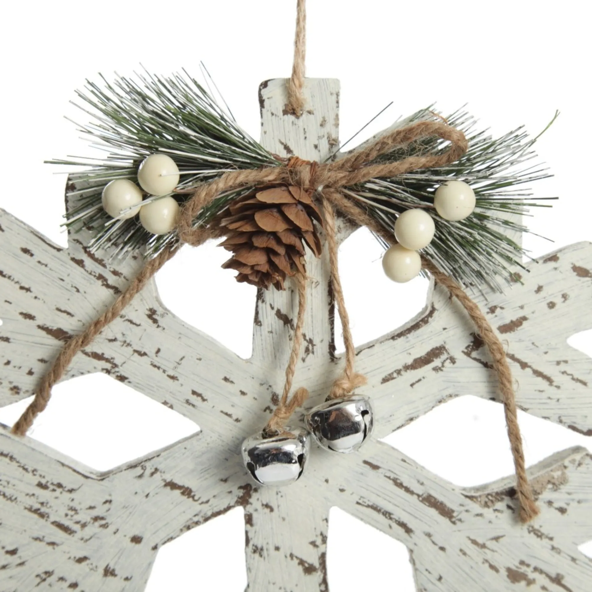 Rustic Christmas Tree Farm White Washed Snowflake Ornament Best Sale