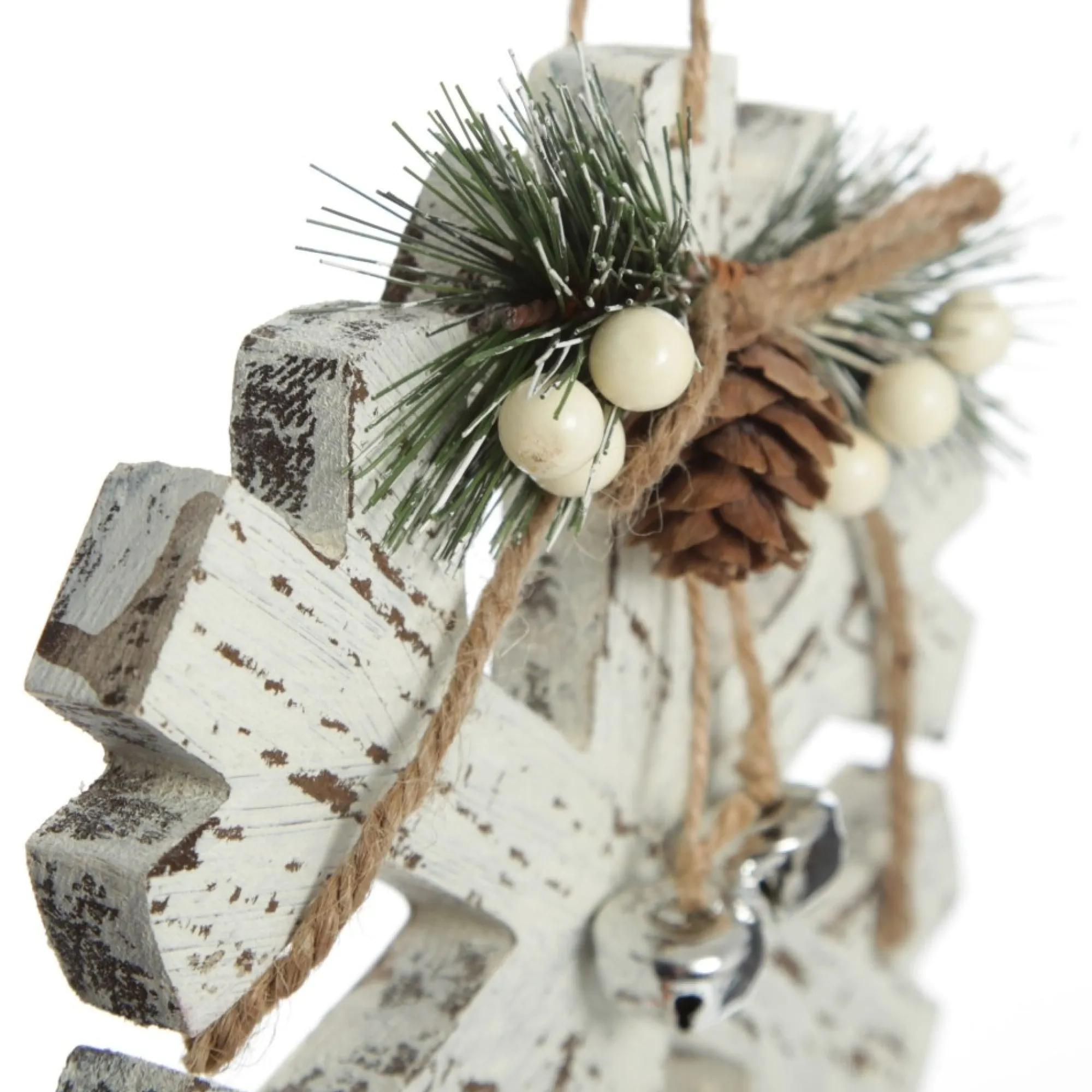 Rustic Christmas Tree Farm White Washed Snowflake Ornament Best Sale