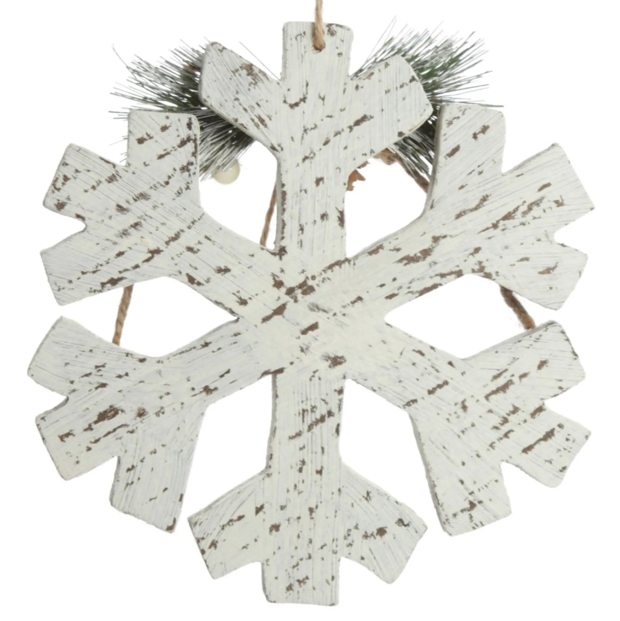 Rustic Christmas Tree Farm White Washed Snowflake Ornament Best Sale