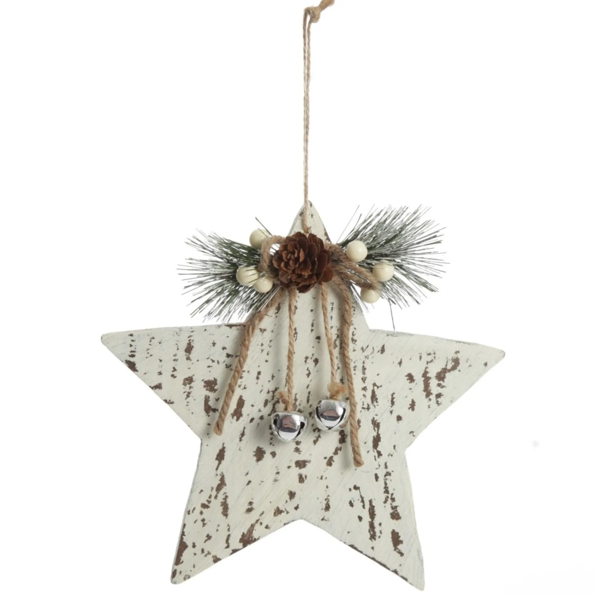 Rustic Christmas Tree Farm White Washed Star Ornament Outlet