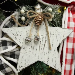 Rustic Christmas Tree Farm White Washed Star Ornament Outlet