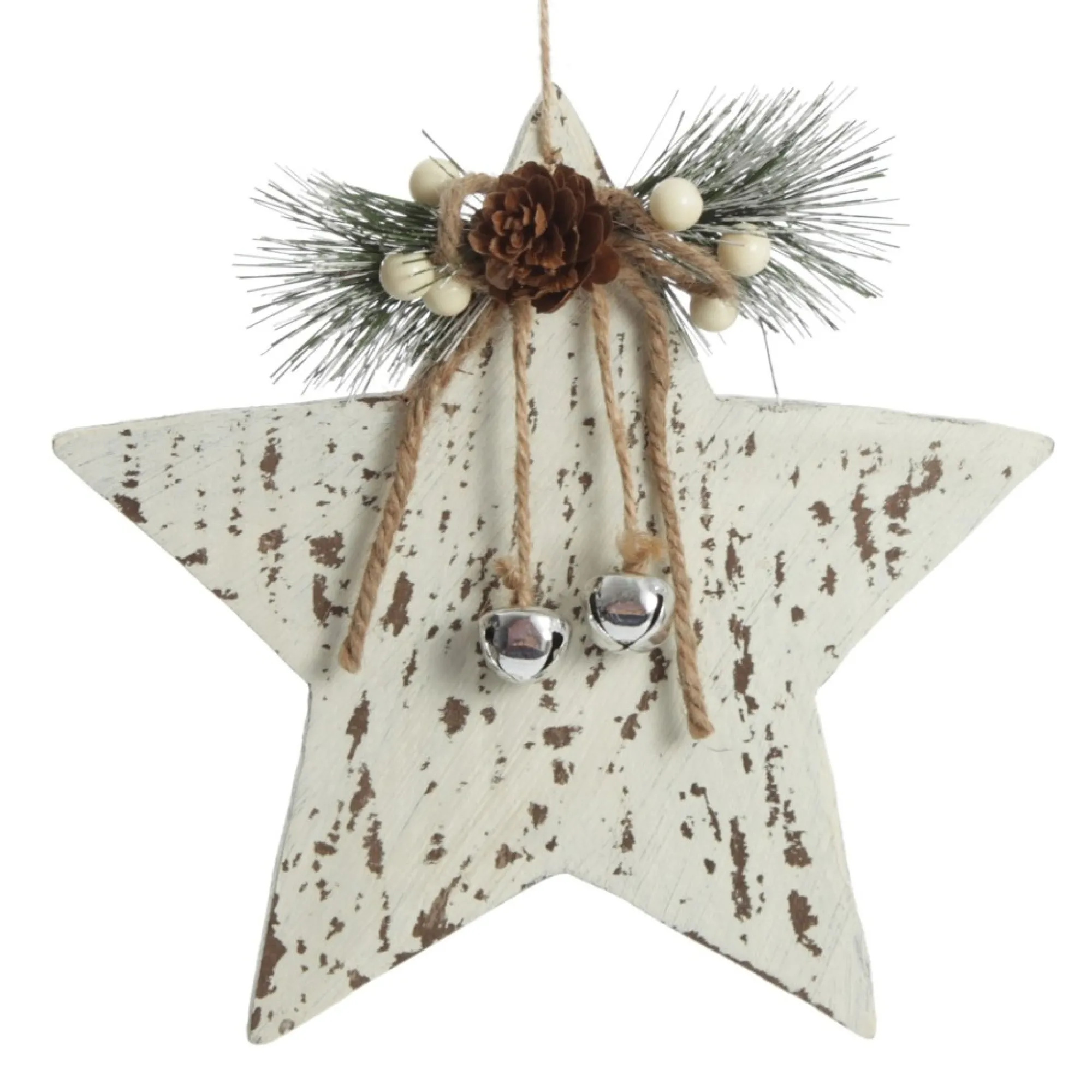 Rustic Christmas Tree Farm White Washed Star Ornament Outlet