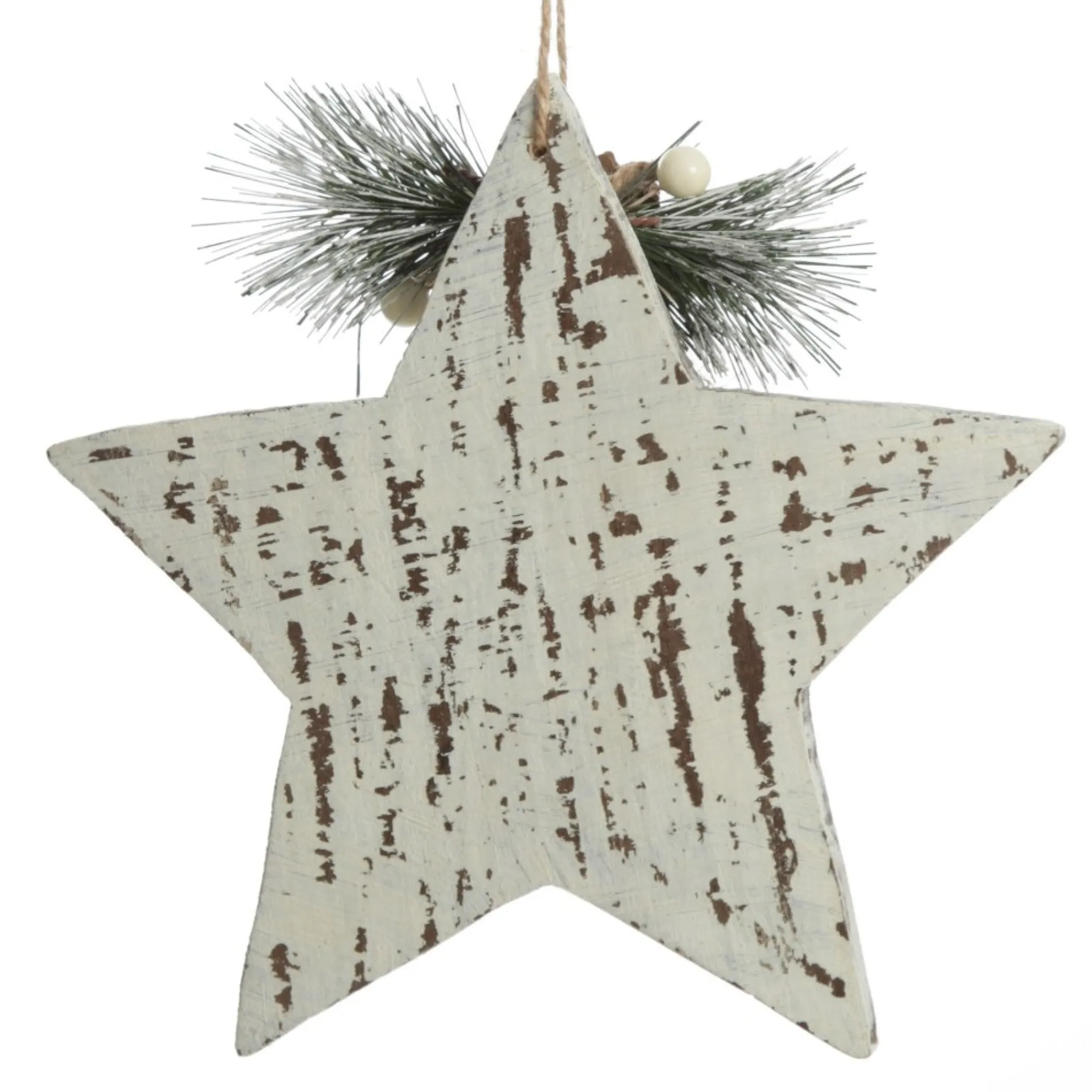 Rustic Christmas Tree Farm White Washed Star Ornament Outlet