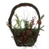 Rustic Pine and Cone Basket Christmas Wall Hanging Outlet