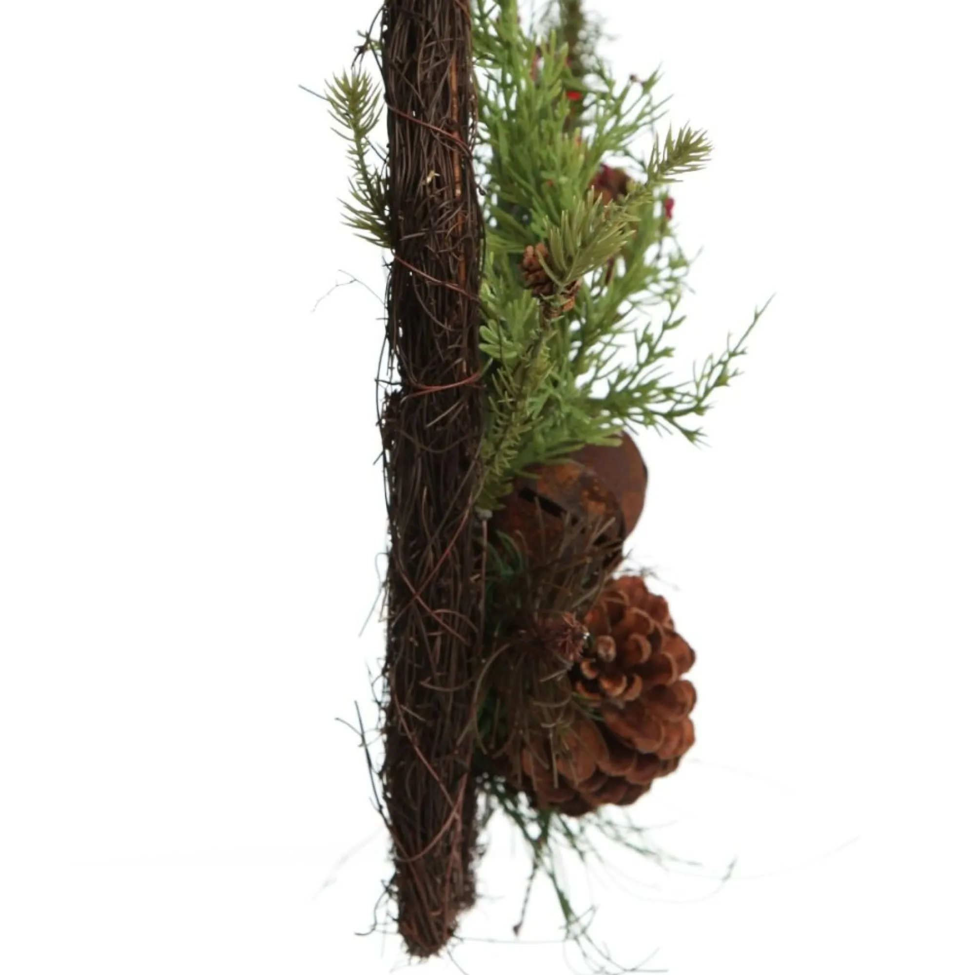 Rustic Pine and Cone Basket Christmas Wall Hanging Outlet