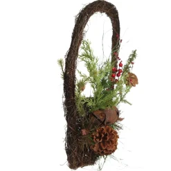 Rustic Pine and Cone Basket Christmas Wall Hanging Outlet