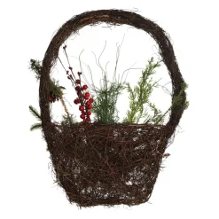 Rustic Pine and Cone Basket Christmas Wall Hanging Outlet