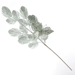 Sage Glitter Feathers with Butterfly Spray Pick Clearance