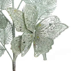 Sage Glitter Feathers with Butterfly Spray Pick Clearance