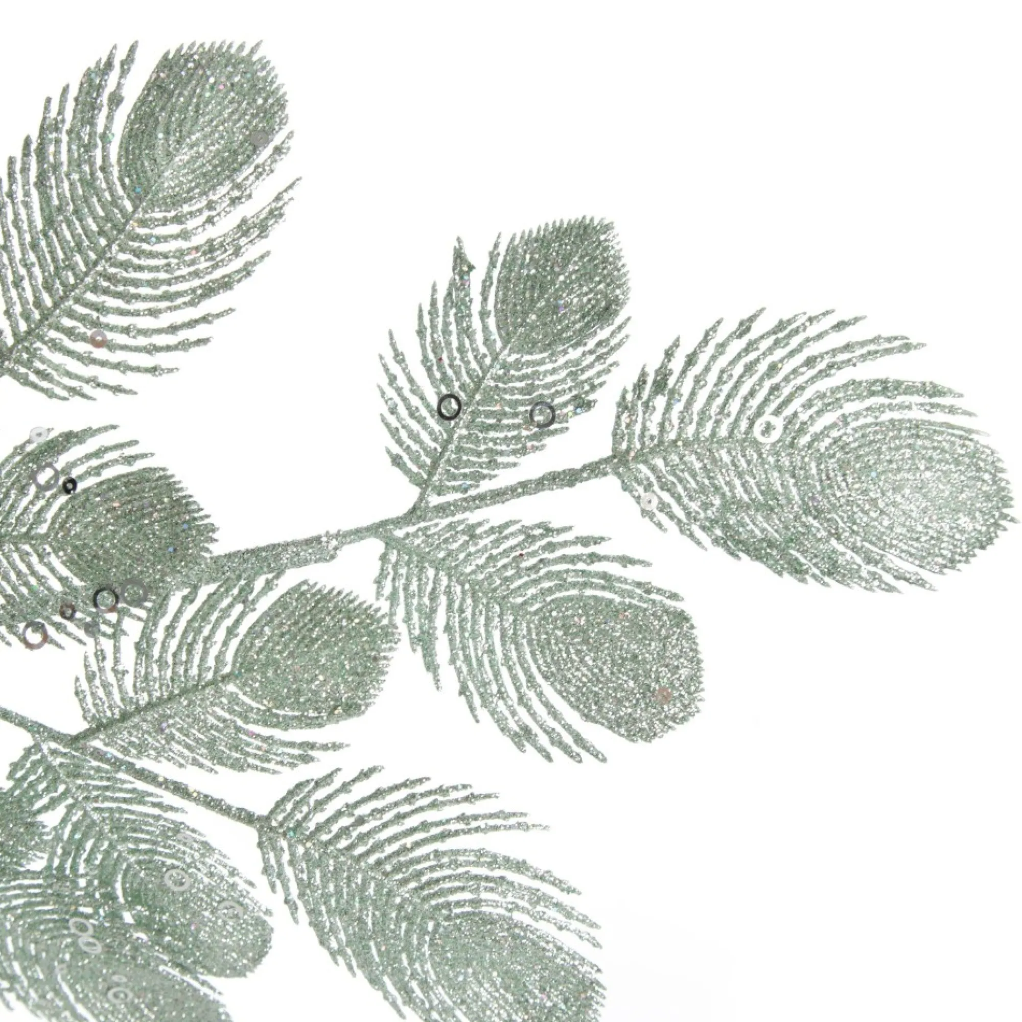 Sage Glitter Feathers with Butterfly Spray Pick Clearance