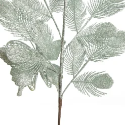 Sage Glitter Feathers with Butterfly Spray Pick Clearance