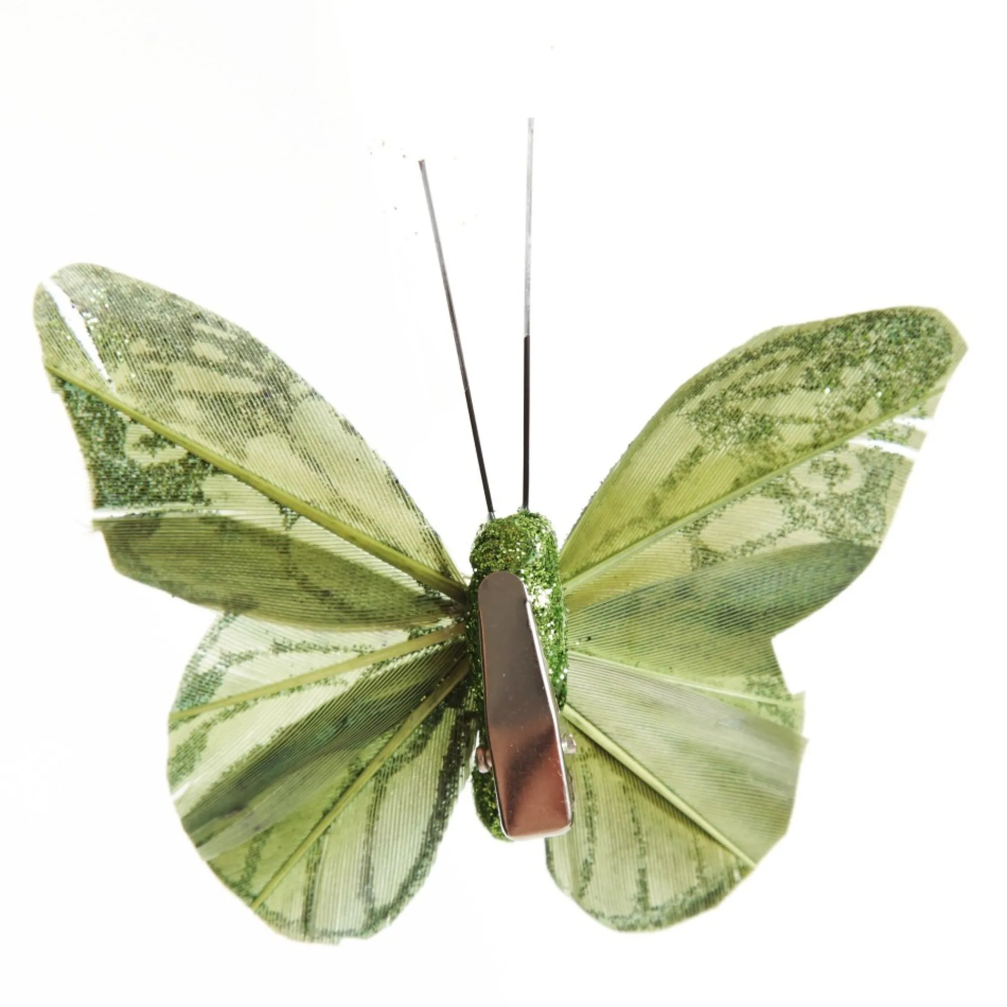Sage Green Glitter Sheer Butterfly Clip Store