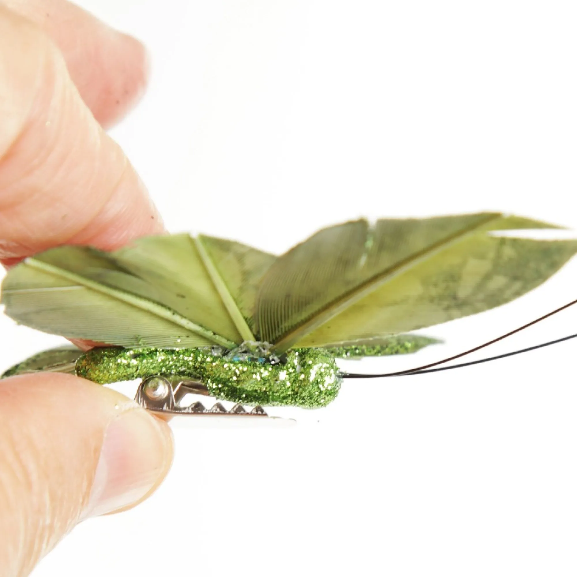 Sage Green Glitter Sheer Butterfly Clip Store