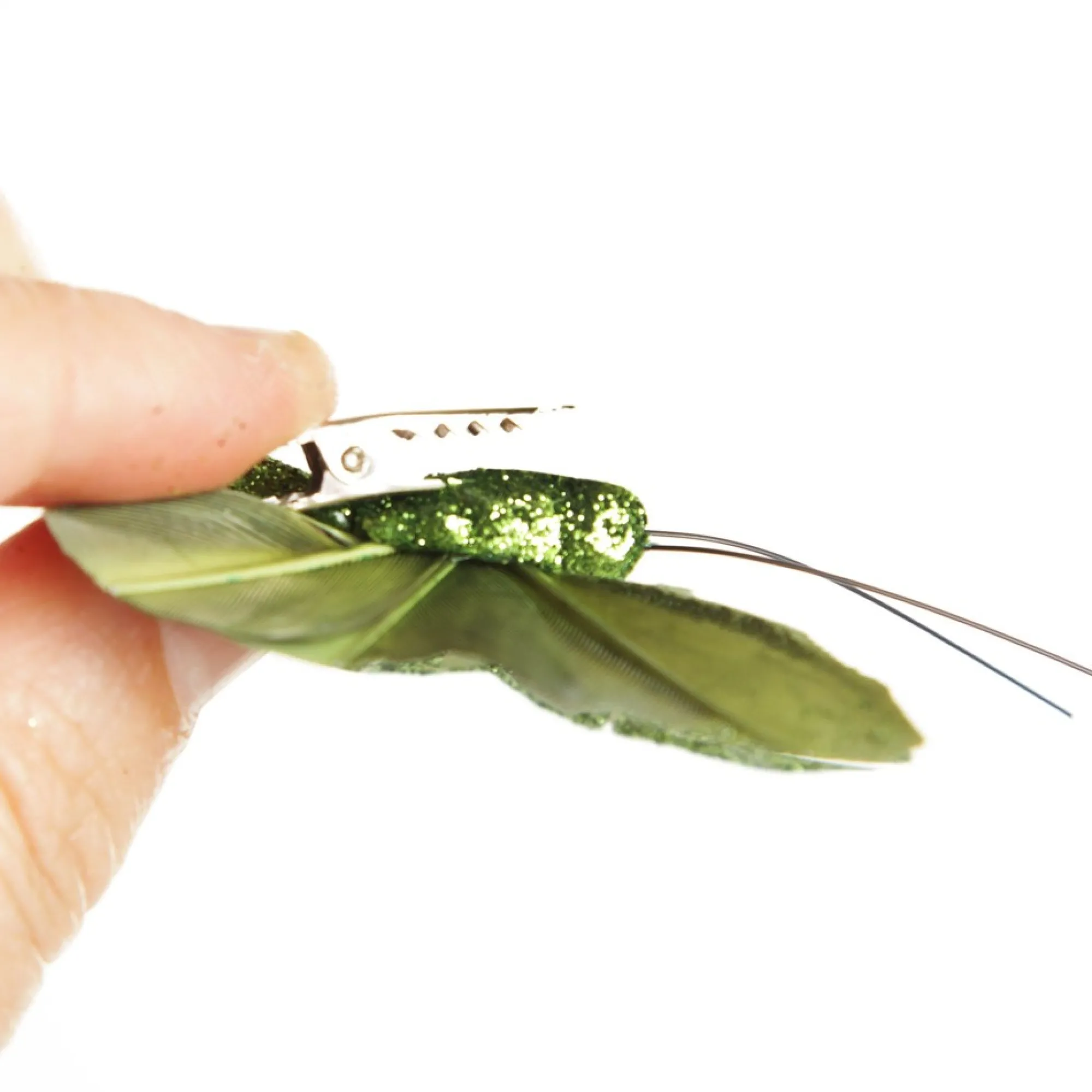 Sage Green Glitter Sheer Butterfly Clip Store